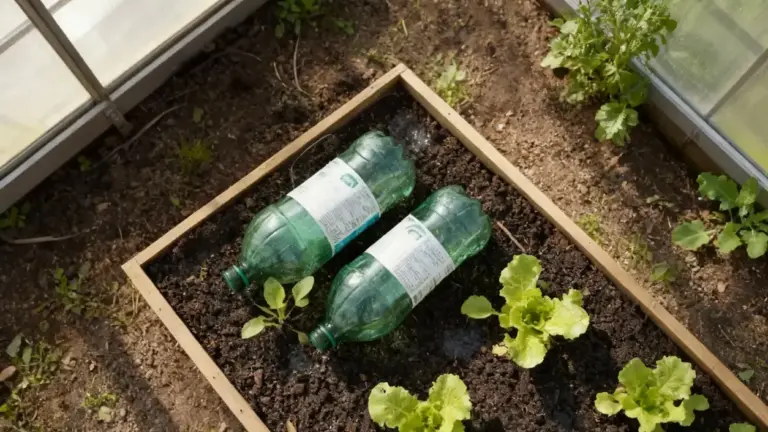 Bottiglie di plastica riutilizzate per irrigare un orto in modo automatico