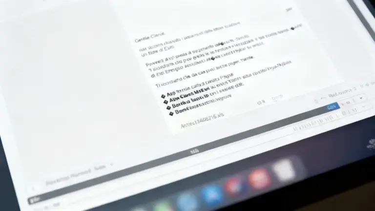Schermo di computer con documento digitale che mostra un possibile avviso di bolletta